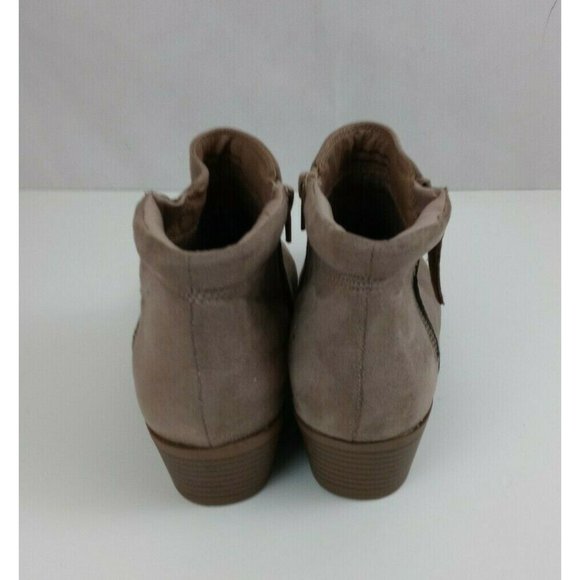 Mossimo Tan Faux Suede Double Side Zip Ankle Boots Size 9.5 - Picture 6 of 10